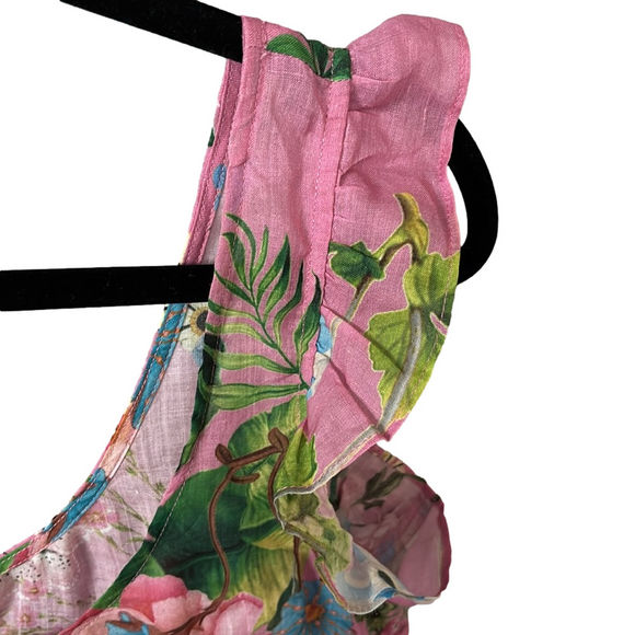 Cynthia Rowley Pink Floral Ruffle Tank Cropped Blouse size Small NWT - Picture 4 of 7